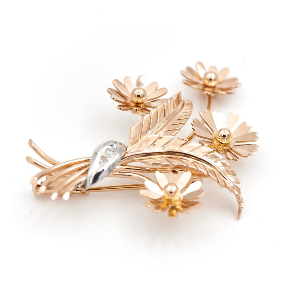 Broche Fleur Or rose Diamant - Castafiore