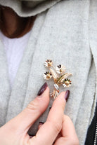 Broche Fleur Or rose Diamant - Castafiore