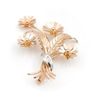 Broche Fleur Or rose Diamant - Castafiore