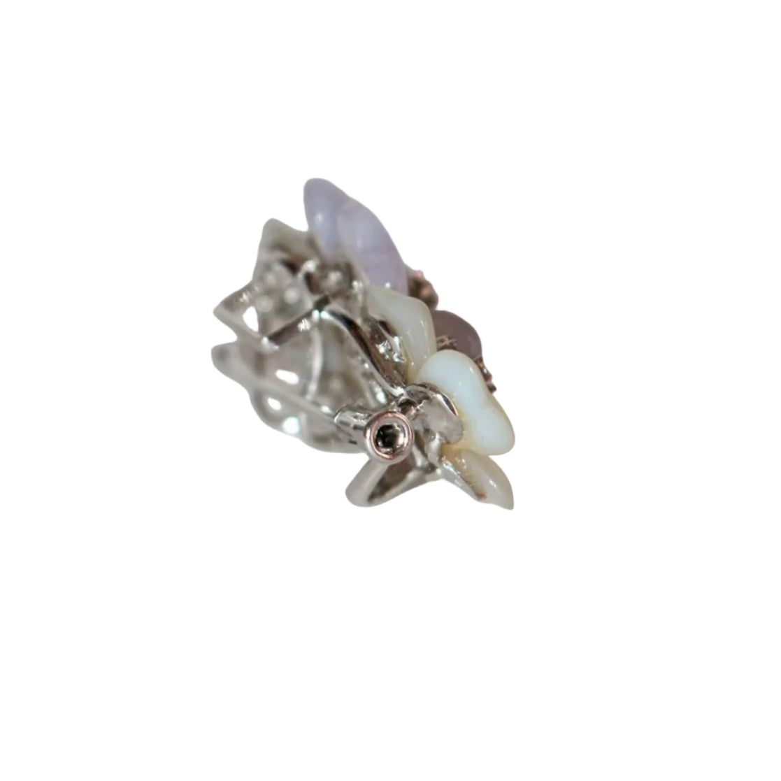 Broche fleurs nacre, jade et diamants - Castafiore