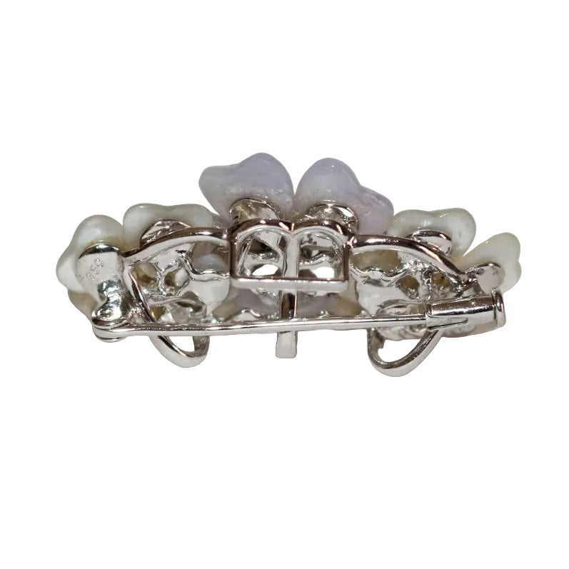 Broche fleurs nacre, jade et diamants - Castafiore