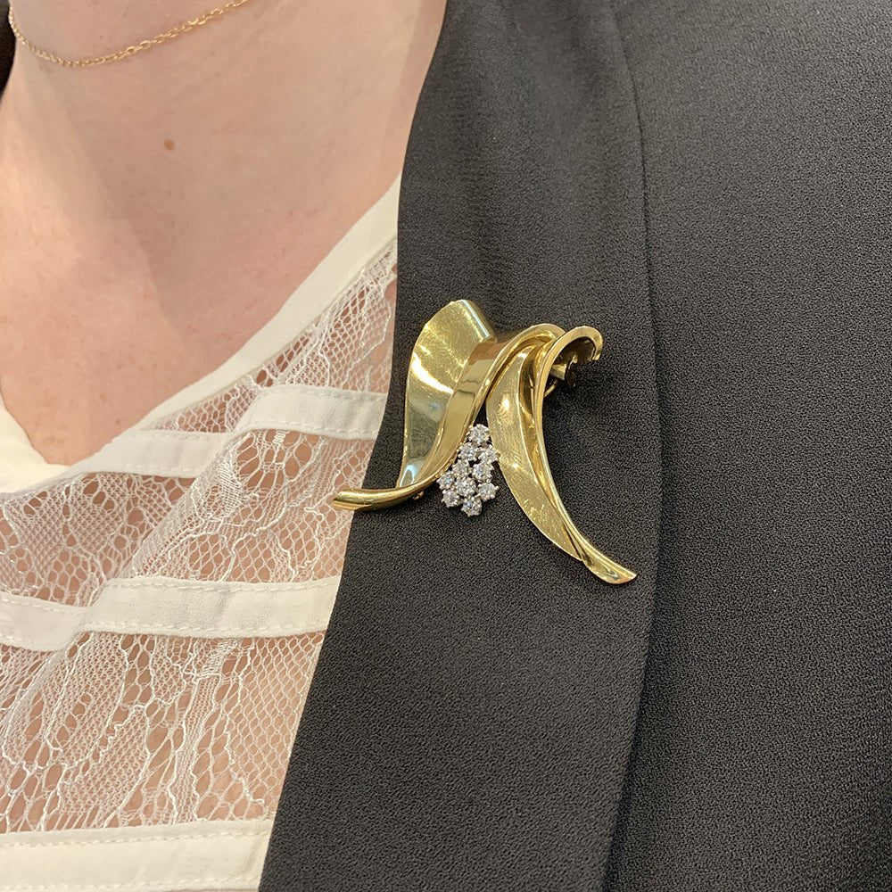 Broche FONTANA en or jaune, platine et diamants - Castafiore