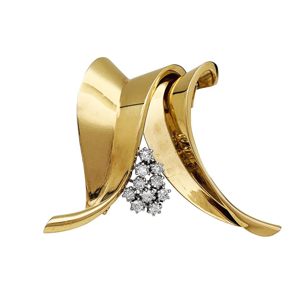 Broche FONTANA en or jaune, platine et diamants - Castafiore