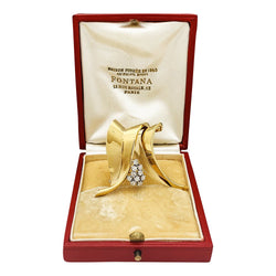Broche FONTANA en or jaune, platine et diamants - Castafiore