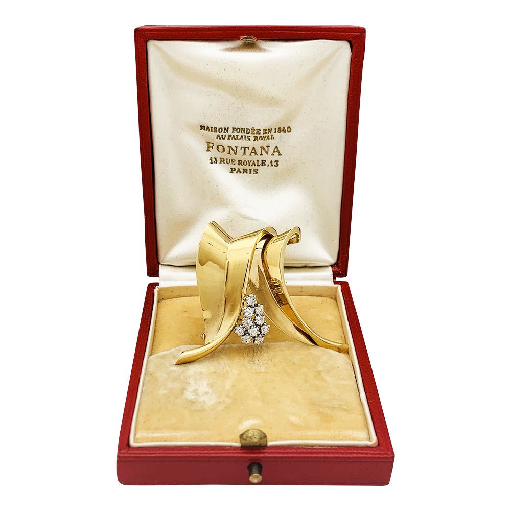 Broche FONTANA en or jaune, platine et diamants - Castafiore