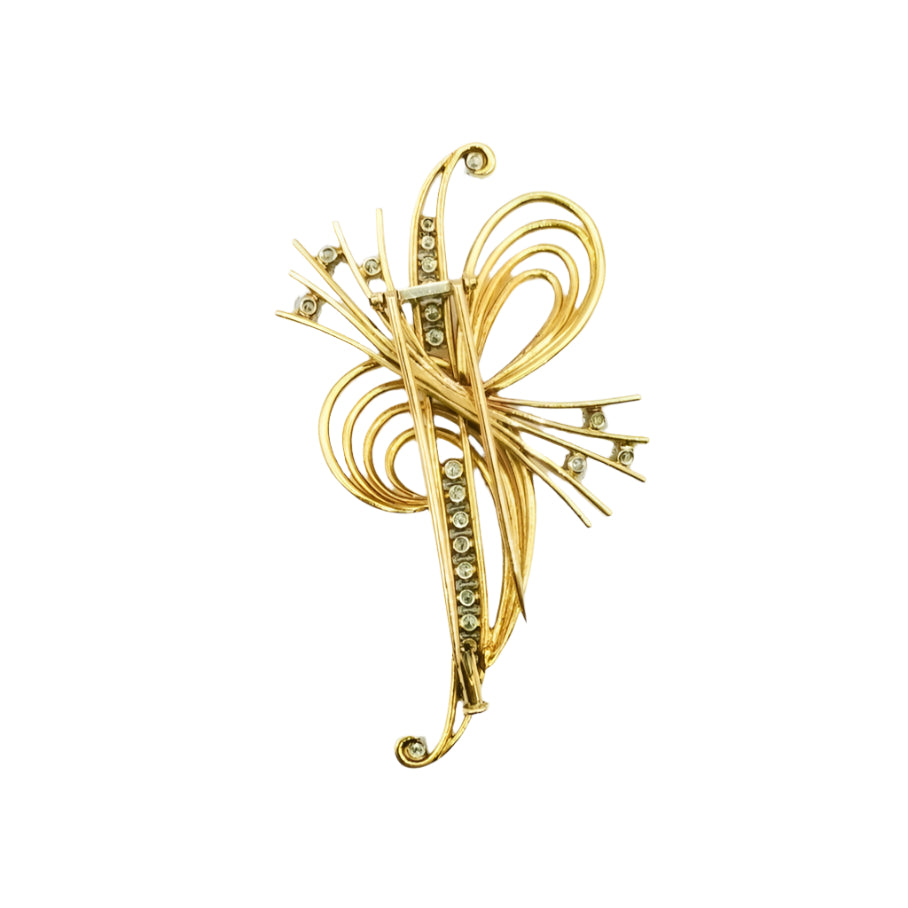 Broche gerbe en or jaune et diamants - Castafiore