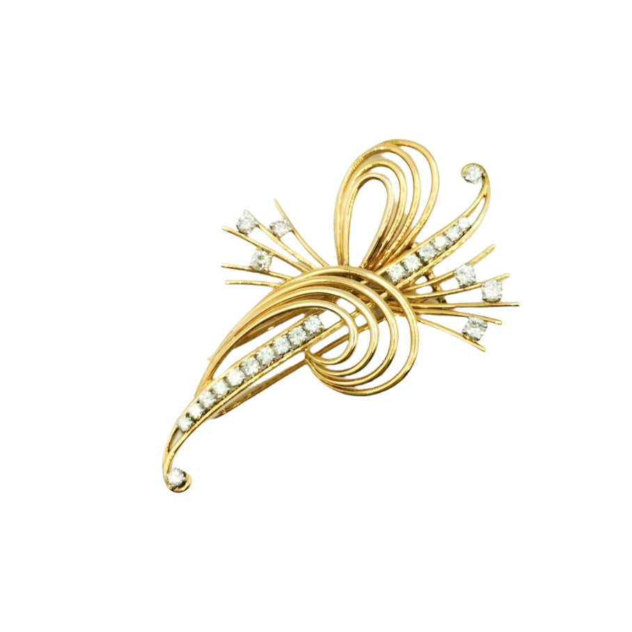 Broche gerbe en or jaune et diamants - Castafiore