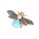 Broche Libellule en or jaune, argent, perle turquoise et diamants - Castafiore