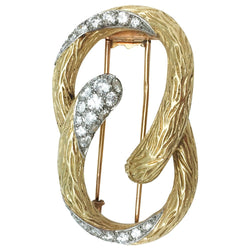 Broche MAUBOUSSIN "Boucle" en or jaune et platine, diamants - Castafiore