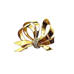 Broche noeud en or et platine et diamants - Castafiore