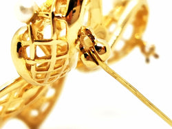 Broche noeud en or jaune, diamants et perles - Castafiore