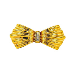 Broche nœud en or jaune et diamants - Castafiore