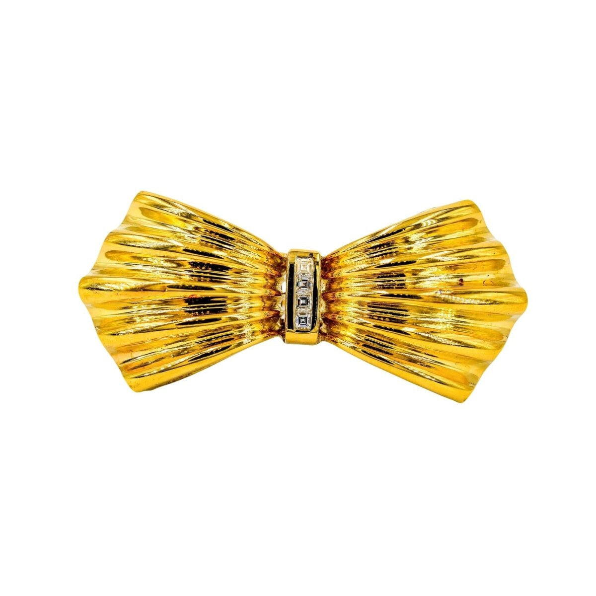 Broche nœud en or jaune et diamants - Castafiore