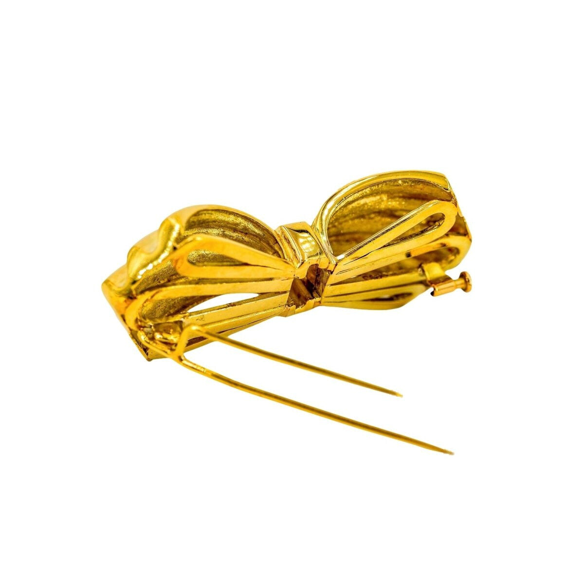 Broche nœud en or jaune et diamants - Castafiore