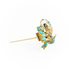 Broche nœud en or jaune, turquoise et perles - Castafiore