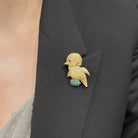 Broche Oiseau en or jaune, rubis, turquoises et diamants - Castafiore