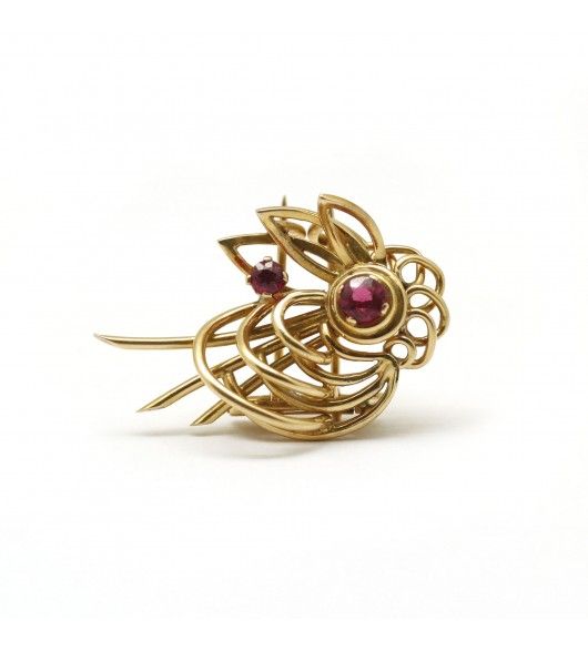 Broche - Or et Saphirs roses - Castafiore