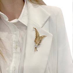 Broche, or rose, platine, diamant - Castafiore