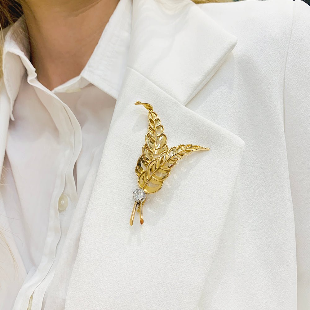 Broche, or rose, platine, diamant - Castafiore