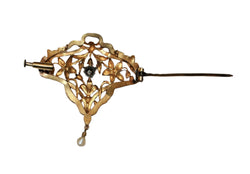 Broche - Pendentif en or jaune et platine et en perle - Castafiore