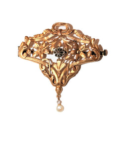 Broche - Pendentif en or jaune et platine et en perle - Castafiore
