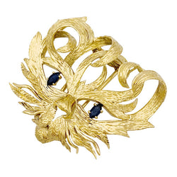 Broche vintage Hermès, "Mistigri", or jaune, saphirs. - Castafiore