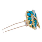 Broche Volute or, platine diamants et turquoises - Castafiore