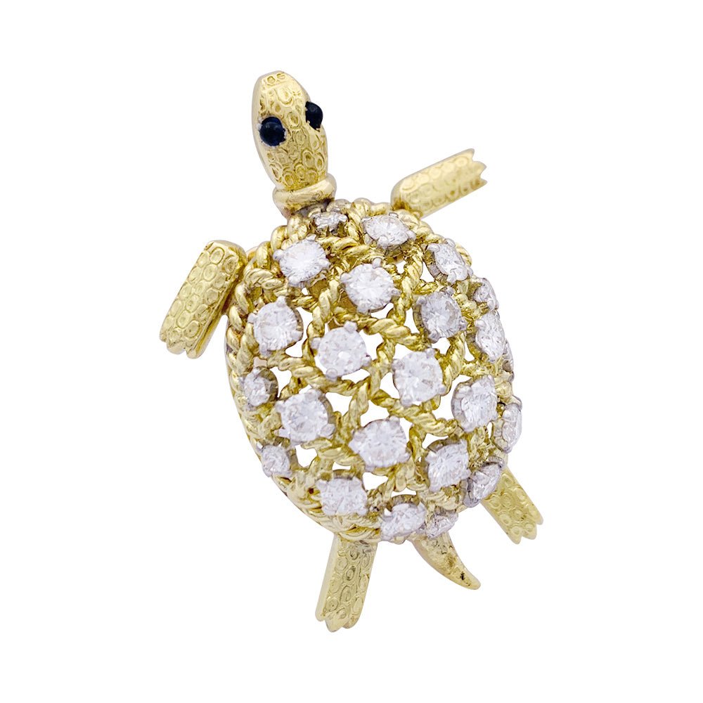BrocheCARTIER "Tortue", or jaune et diamants. - Castafiore