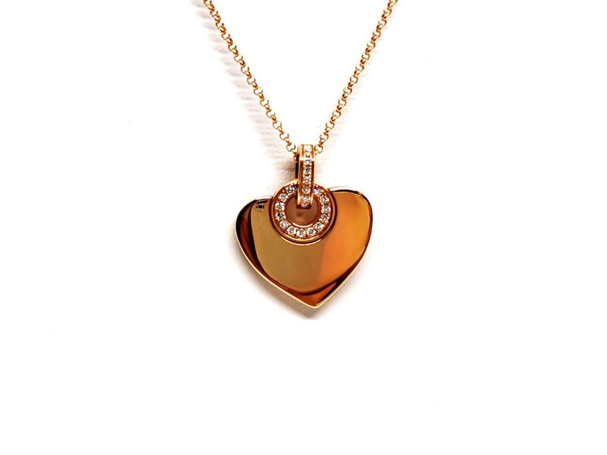 Bulgari Collier Coeur Cuore Or rose Diamant - Castafiore