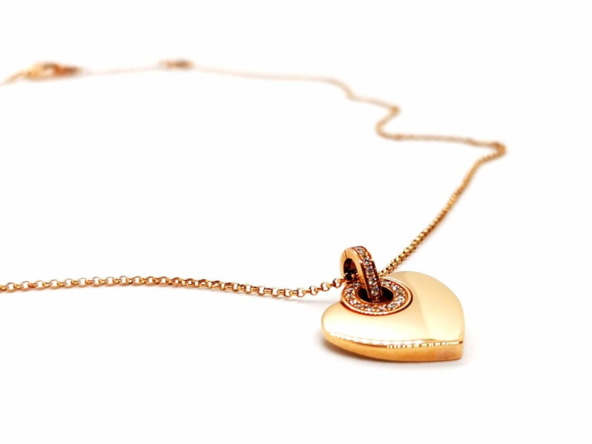 Bulgari Collier Coeur Cuore Or rose Diamant - Castafiore