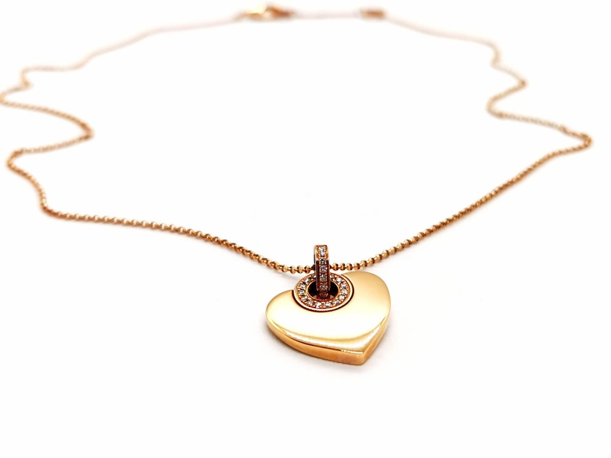 Bulgari Collier Coeur Cuore Or rose Diamant - Castafiore