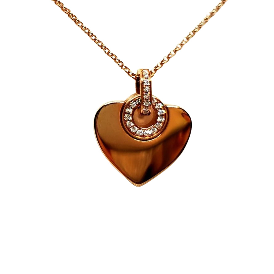 Bulgari Collier Coeur Cuore Or rose Diamant - Castafiore