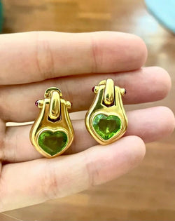 Bulgari Peridot Ruby 18 Karat Yellow Gold Earrings - Castafiore