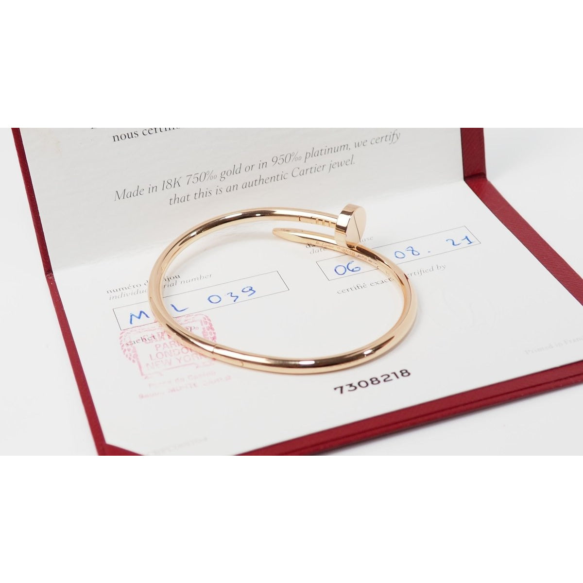 Cartier Bracelet Jonc Juste un clou Or rose - Castafiore