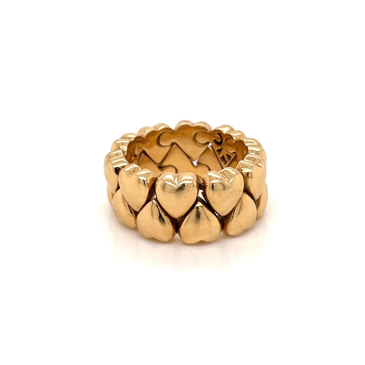 Cartier Diamond Double Coeurs Gold Band Ring - Castafiore