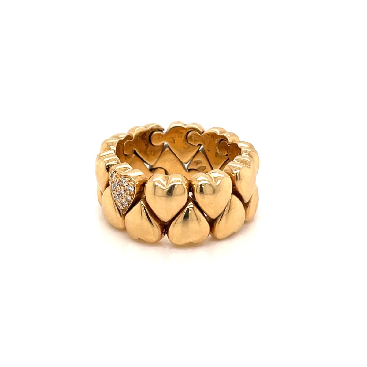 Cartier Diamond Double Coeurs Gold Band Ring - Castafiore