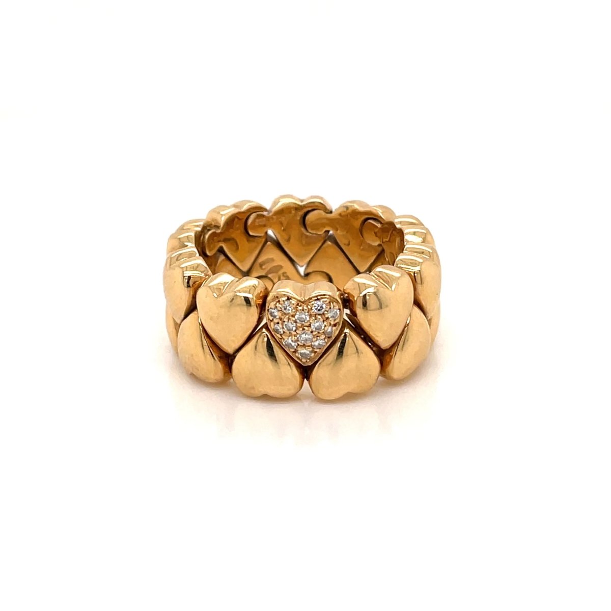 Cartier Diamond Double Coeurs Gold Band Ring - Castafiore