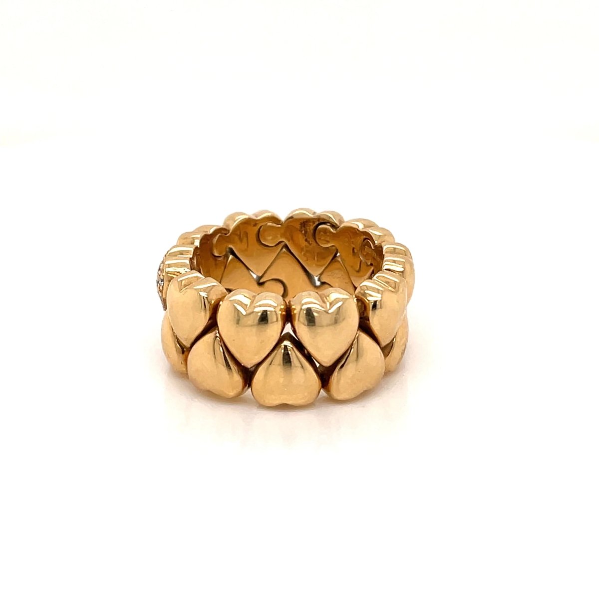 Cartier Diamond Double Coeurs Gold Band Ring - Castafiore