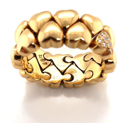 Cartier Diamond Double Coeurs Gold Band Ring - Castafiore