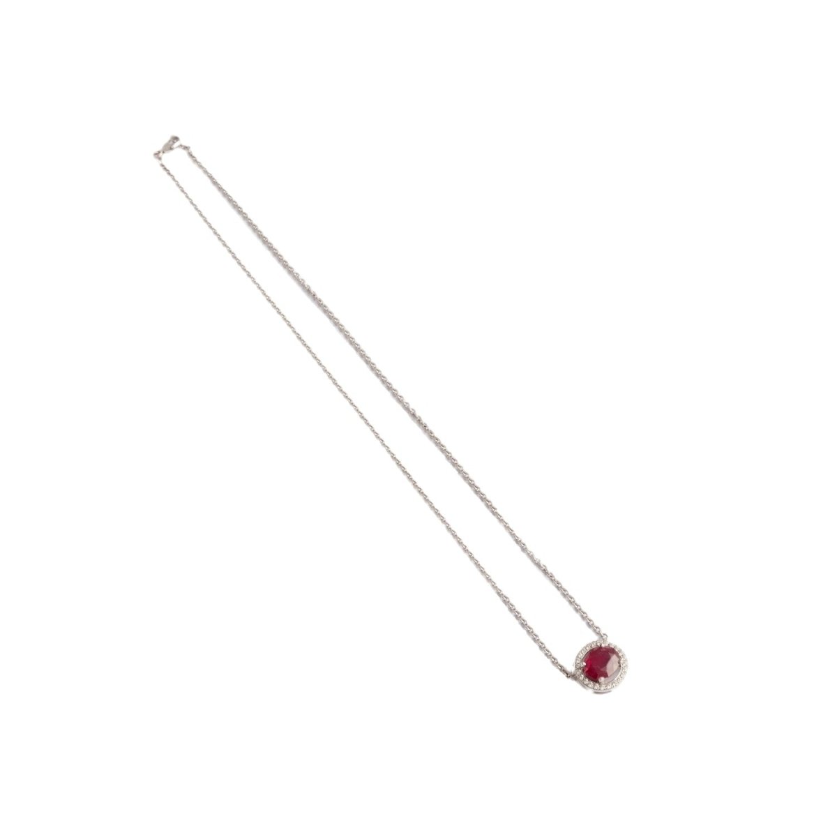 Chaîne en or blanc orné d'un pendentif serti d'un rubis - Castafiore