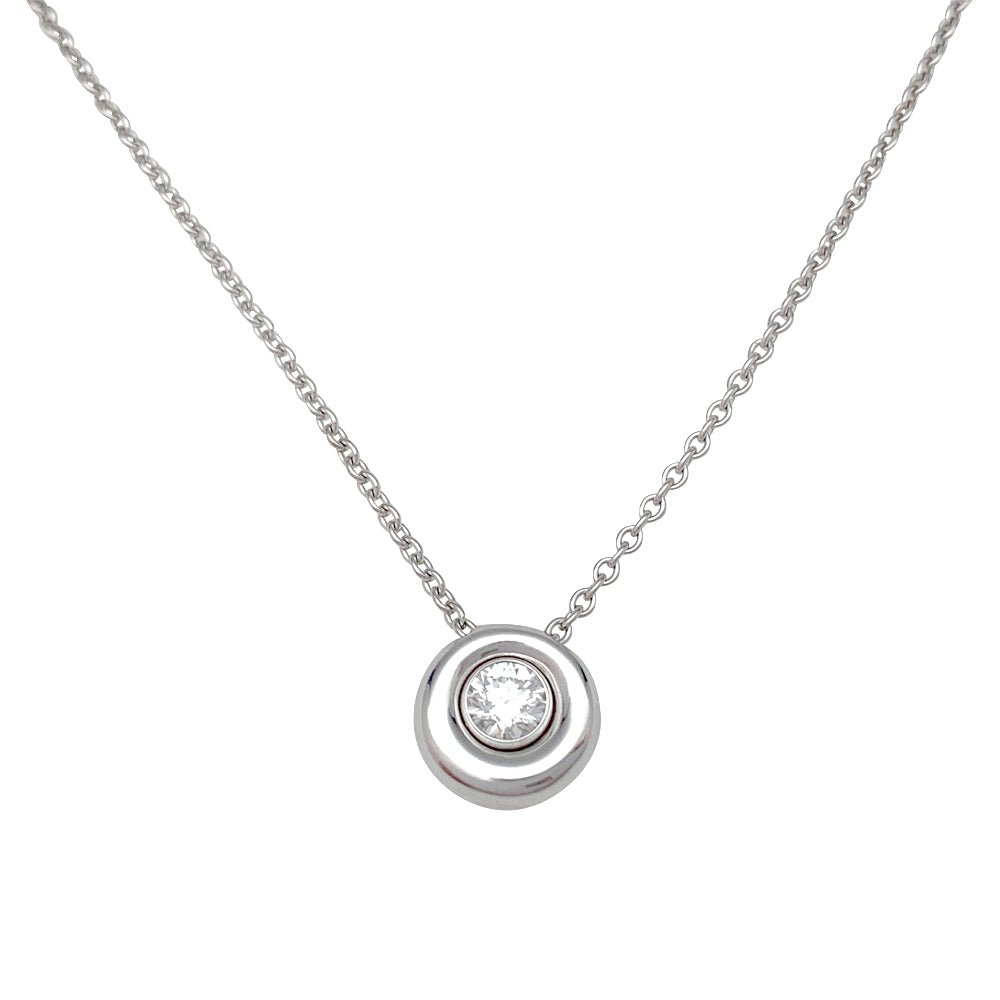 Chaîne et pendentif Chaumet modèle "Anneau" en or blanc, diamant - Castafiore