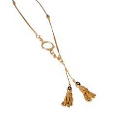 Chaîne giletière en or jaune, onyx et perles fines pompons - Castafiore