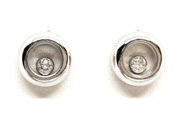 Chopard Boucles d'oreilles Puces Happy Diamonds Or blanc Diamant - Castafiore