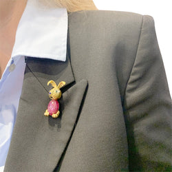 Clip "Lapin" or jaune et platine, rubis - Castafiore