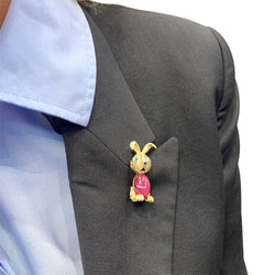 Clip "Lapin" or jaune et platine, rubis - Castafiore