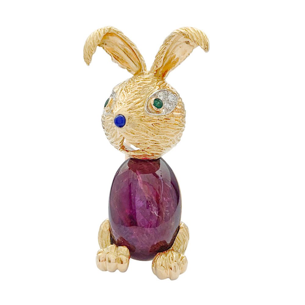 Clip "Lapin" or jaune et platine, rubis - Castafiore