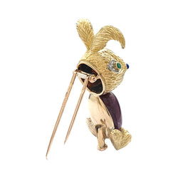 Clip "Lapin" or jaune et platine, rubis - Castafiore
