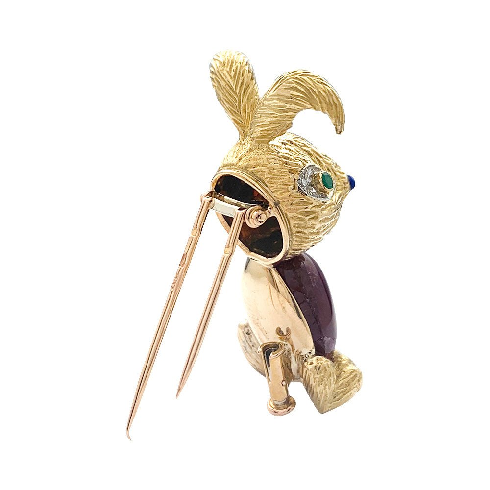 Clip "Lapin" or jaune et platine, rubis - Castafiore