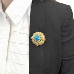 Clip vintage Cartier, or jaune et turquoises. - Castafiore