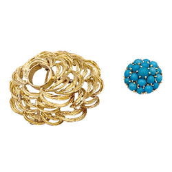 Clip vintage Cartier, or jaune et turquoises. - Castafiore